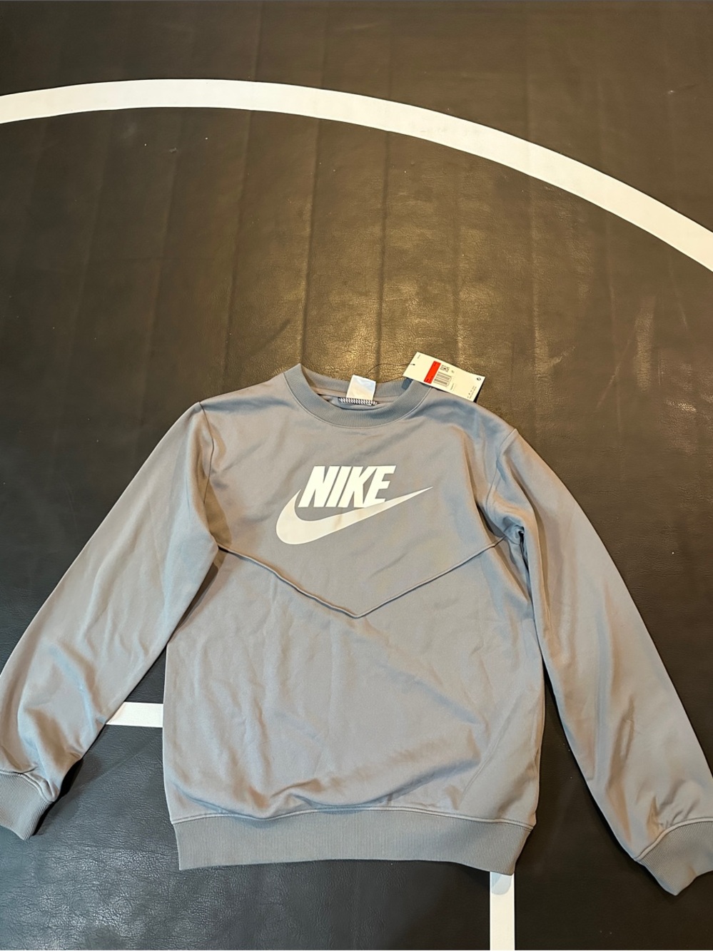 Nike kids Light Gray Crewneck Sweatshirt with White Swoosh